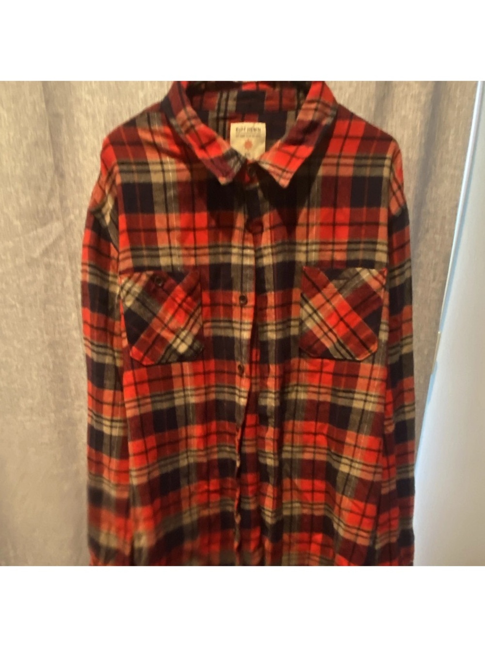 Ruff Hewn Red, Black & Cream Plaid Flannel Button-Down